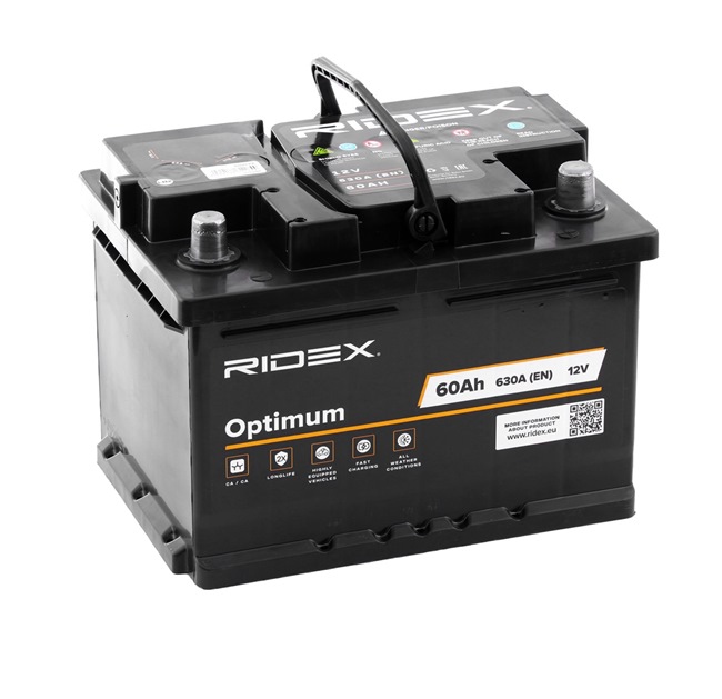 Bateria RIDEX 630A, 60Ah, Bateria chumbo-ácido, com pegas, sem indicador de nível 1S0033