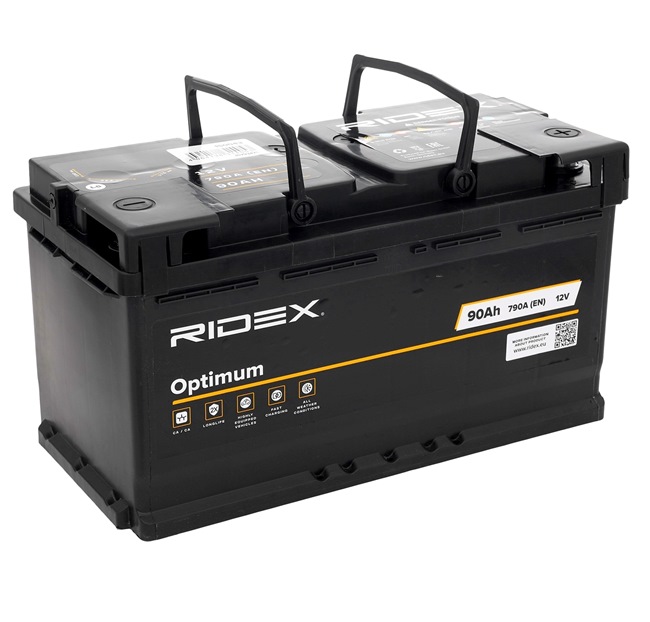 Bateria RIDEX OPTIMUM 790A, 90Ah, Bateria chumbo-ácido, com pegas, sem indicador de nível 1S0043