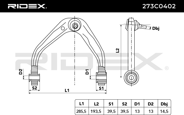 RIDEX Bras de liaison, suspension de roue