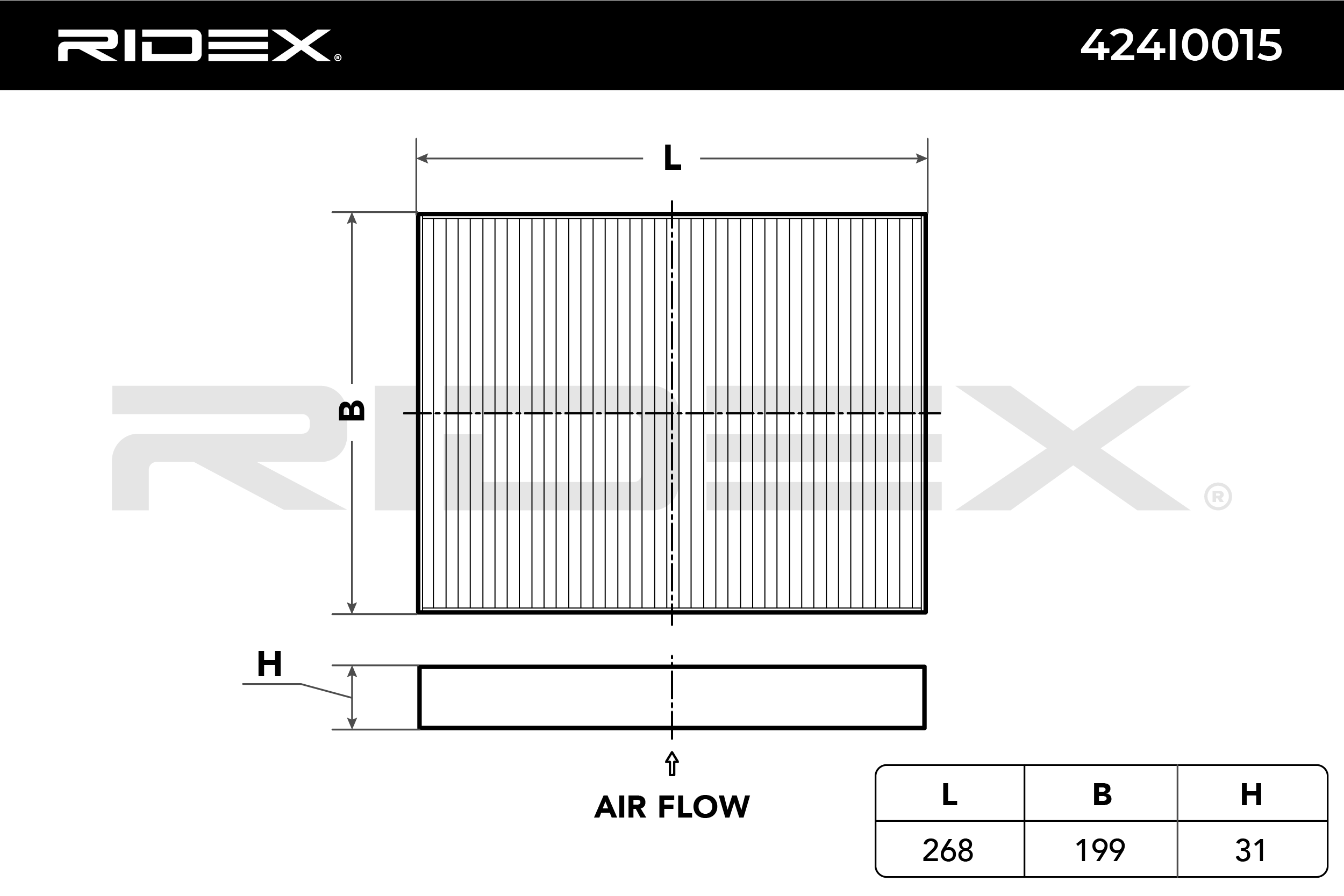 Filtro do habitáculo RIDEX Cartucho filtrante, Filtro de carvão ativado 424I0015