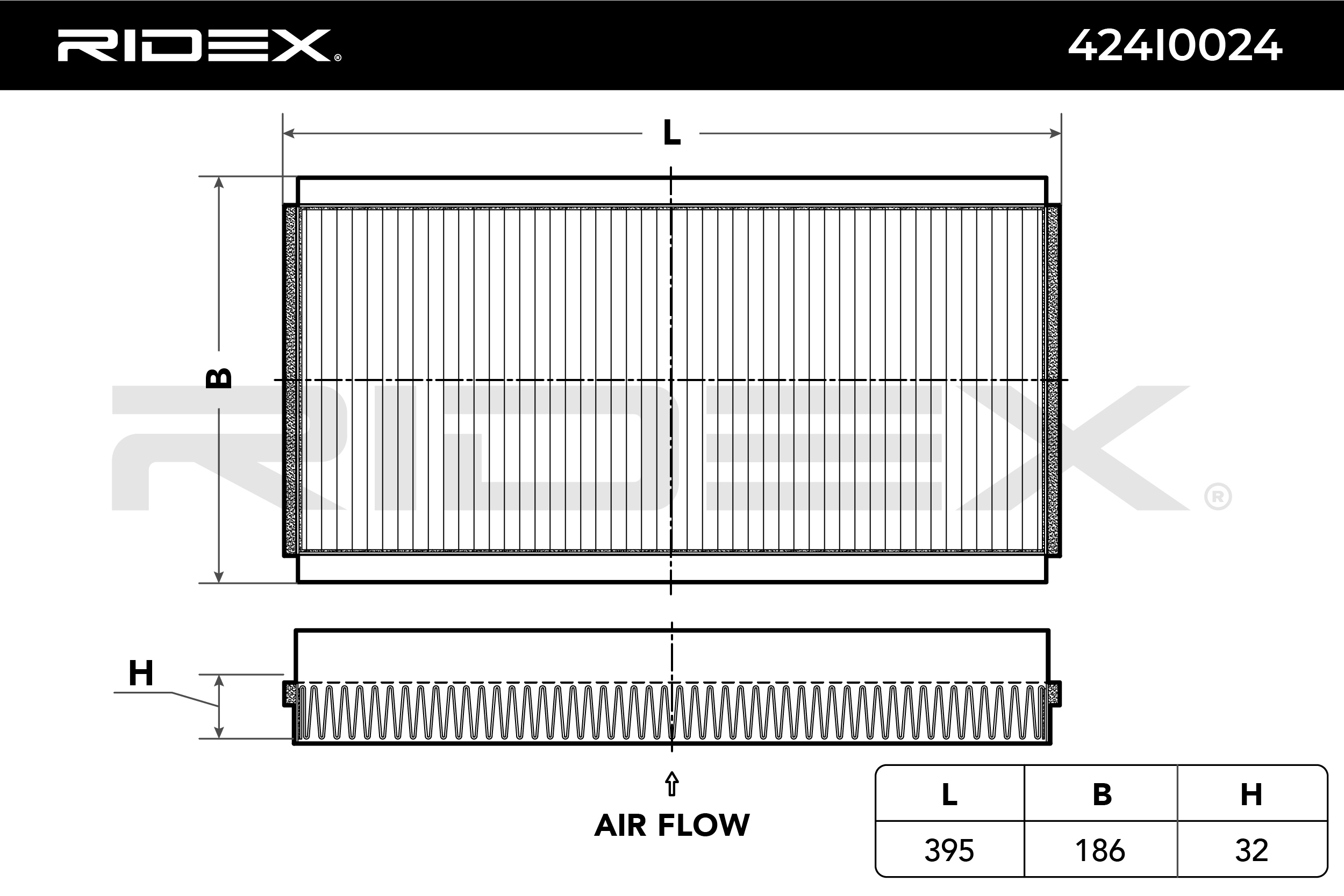 Filtro do habitáculo RIDEX Cartucho filtrante, Filtro de partículas 424I0024