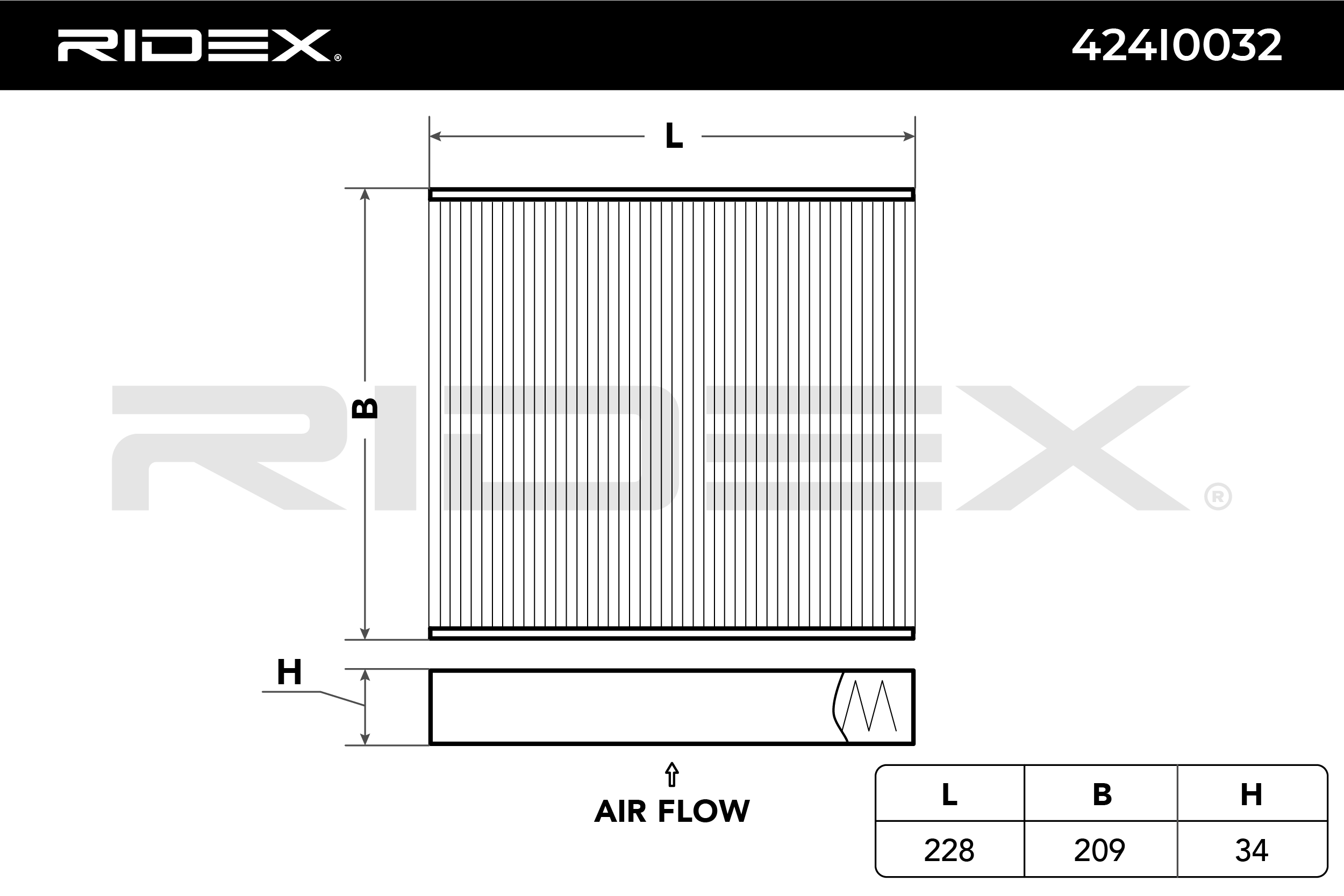 RIDEX Filtre, air de l'habitacle