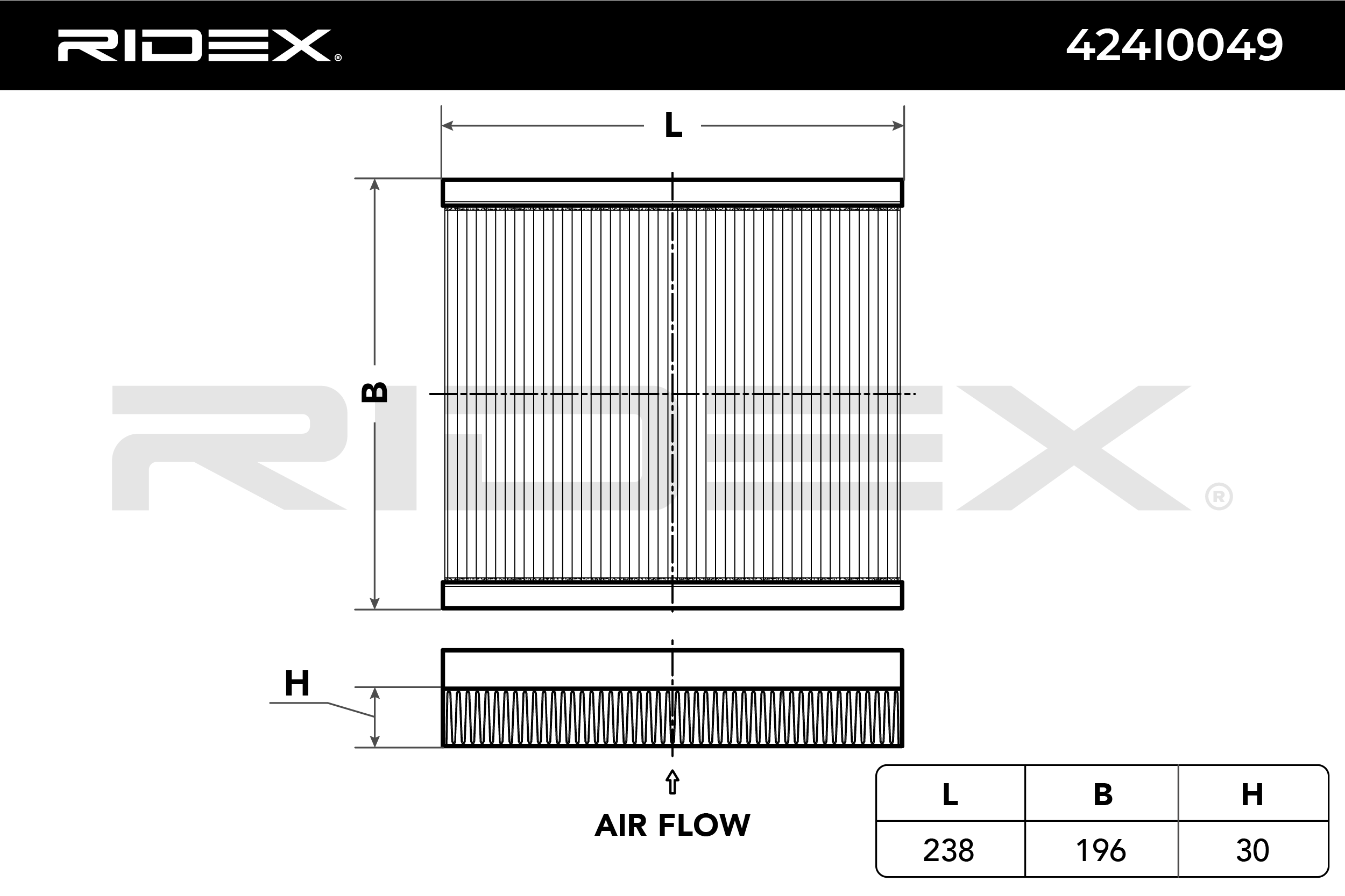 RIDEX Filtre, air de l'habitacle