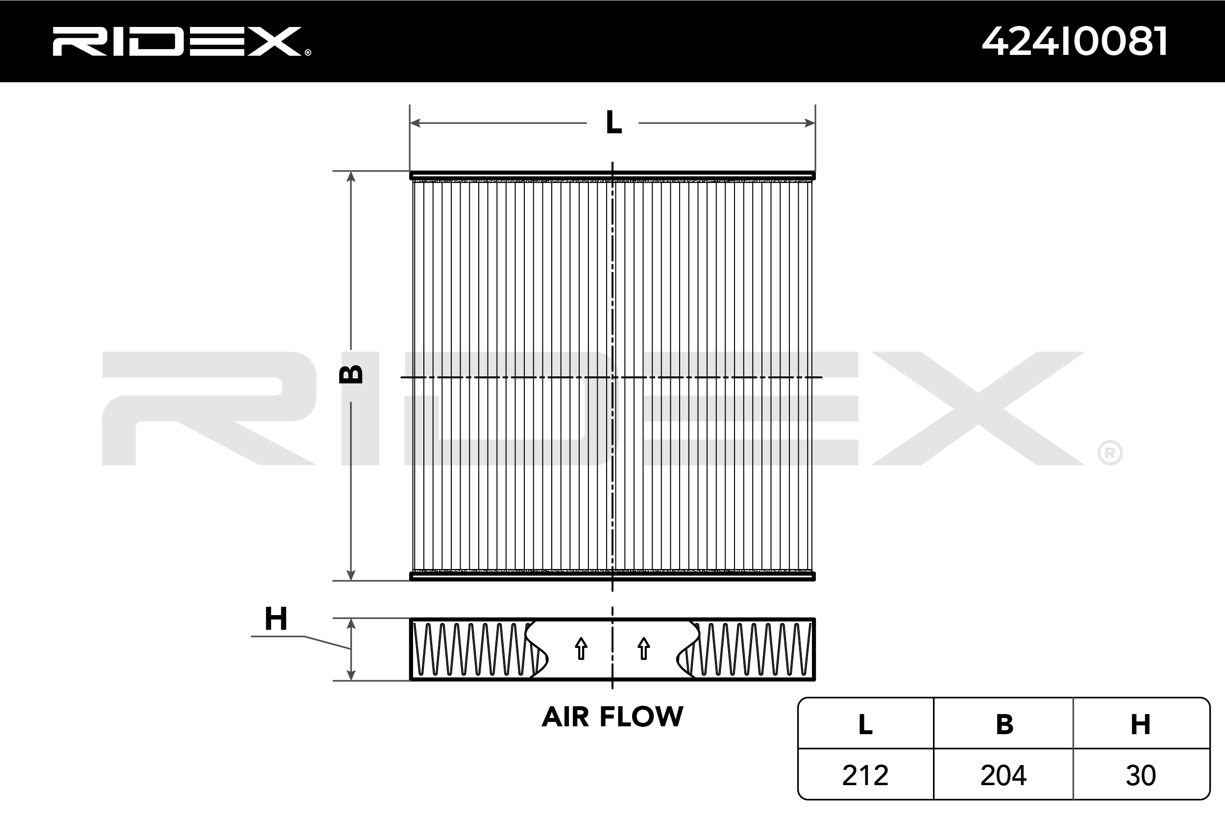 RIDEX Filtre, air de l'habitacle