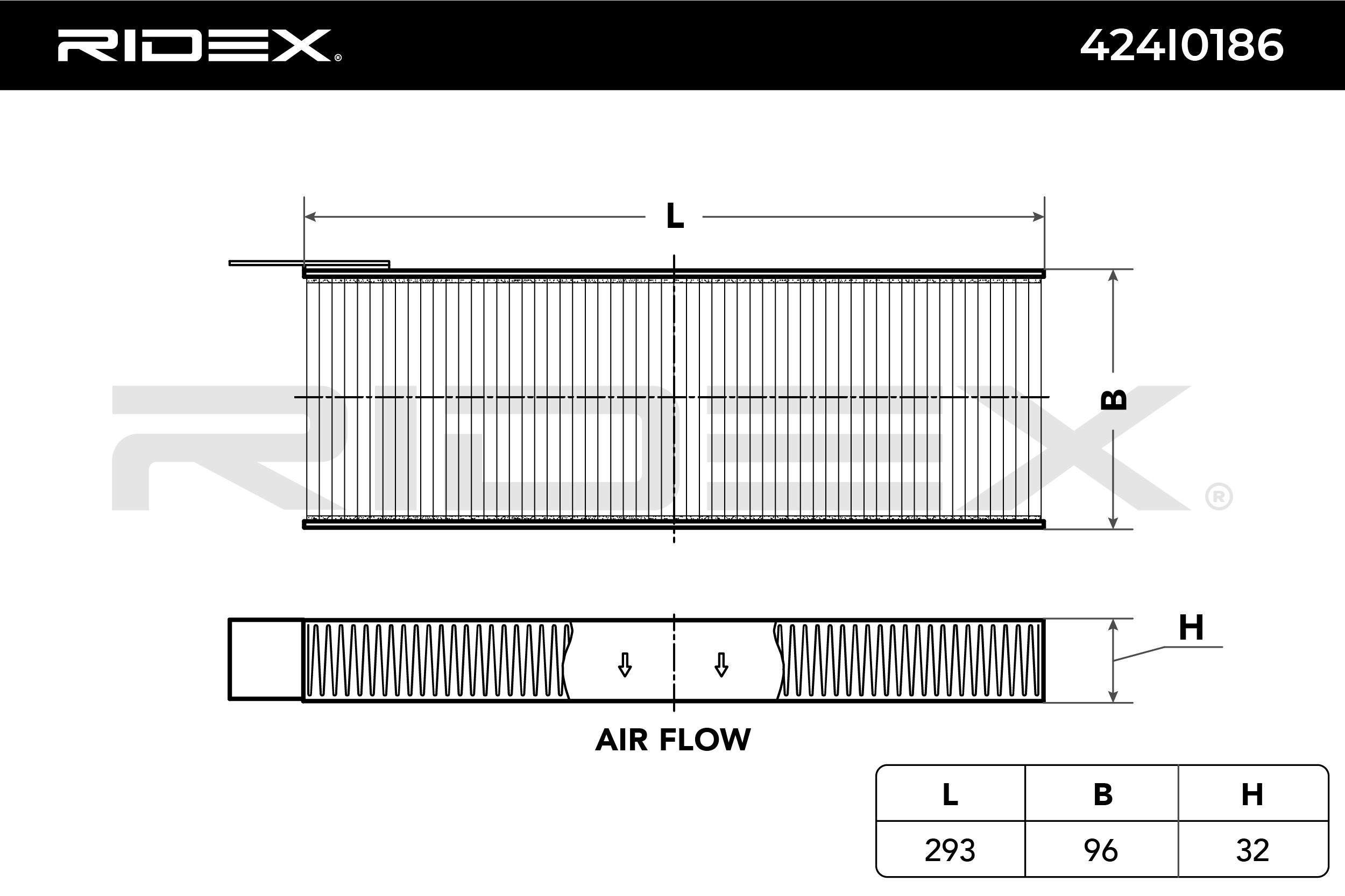 Filtro do habitáculo RIDEX Filtro de carvão ativado 424I0186