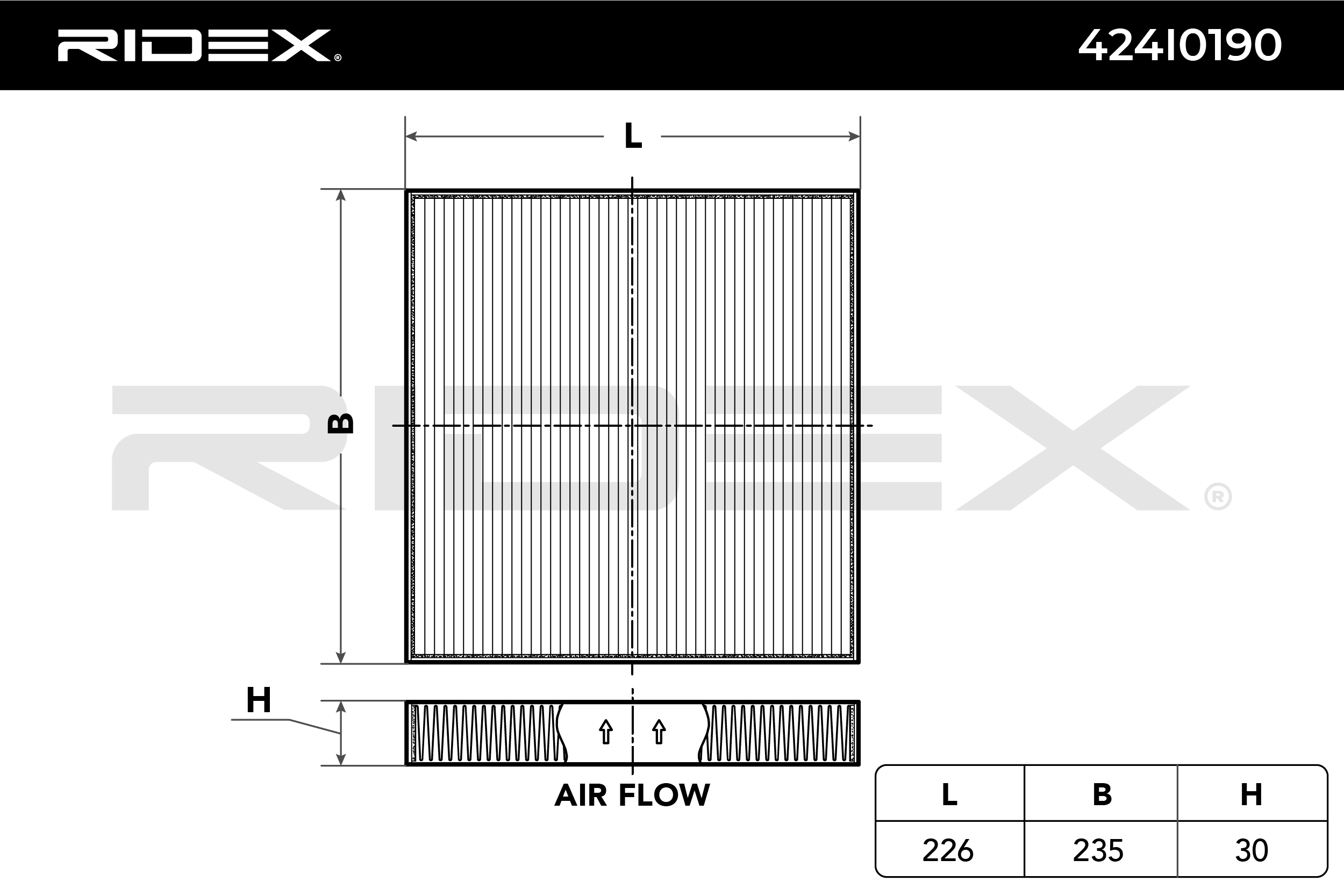 Filtro do habitáculo RIDEX Filtro de carvão ativado 424I0190