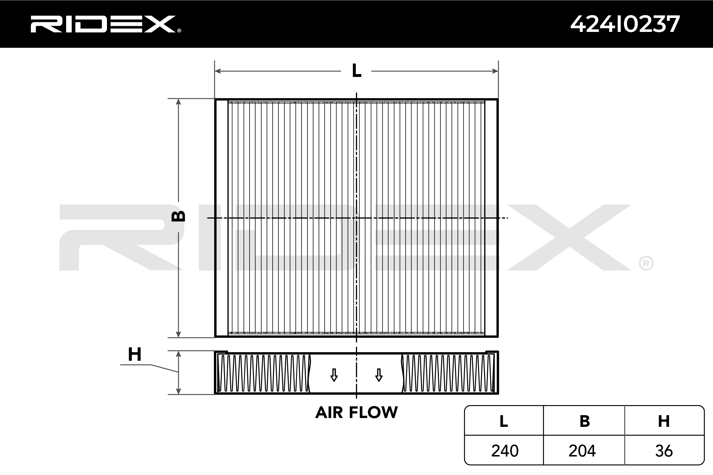 RIDEX Filtre, air de l'habitacle