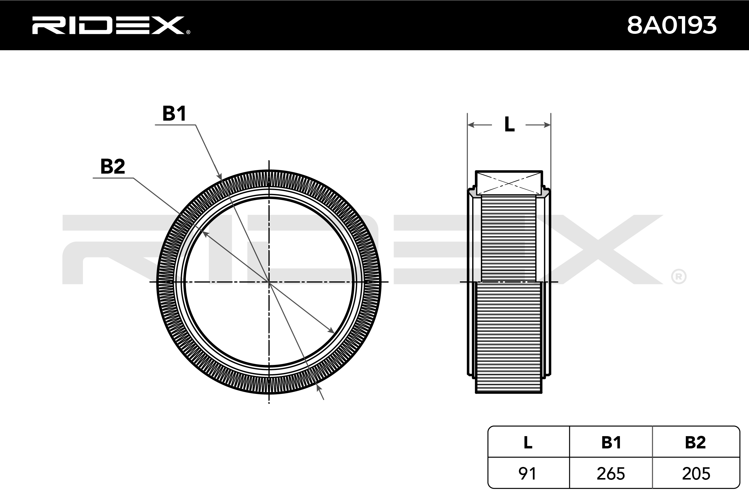 Filtru aer RIDEX circular, Filtru aer suplimentar, Insertie filtru 8A0193
